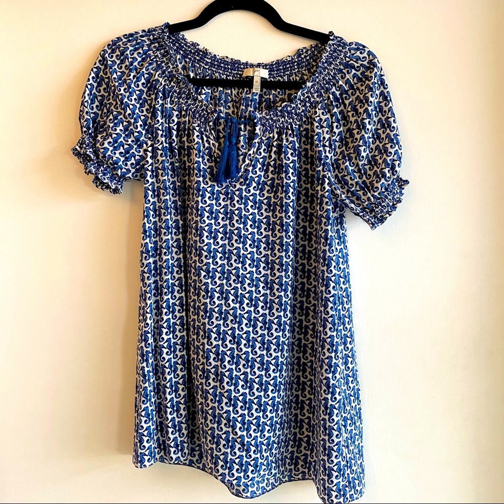 Joie Blue and White Patterned Blouse